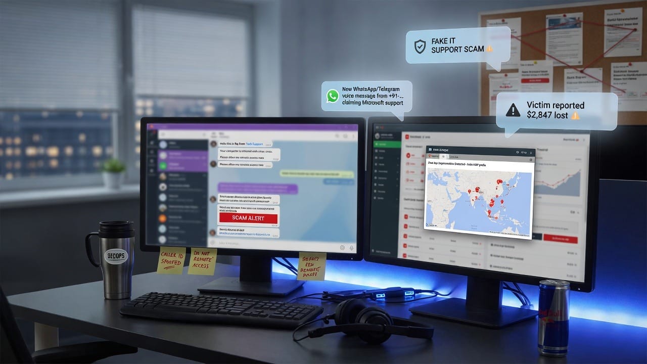 How to Spot Fake IT Support Scams on Microsoft Teams 1 Illustration of workplace chat and IT support risk