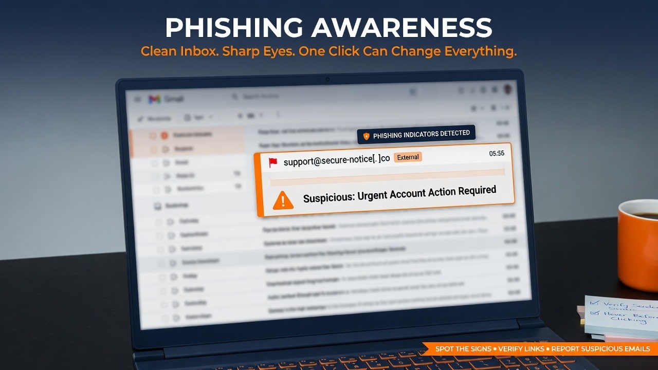 Avoiding Common Phishing Scams: A Practical Guide for Busy Teams 1 Illustration of a suspicious email in an inbox