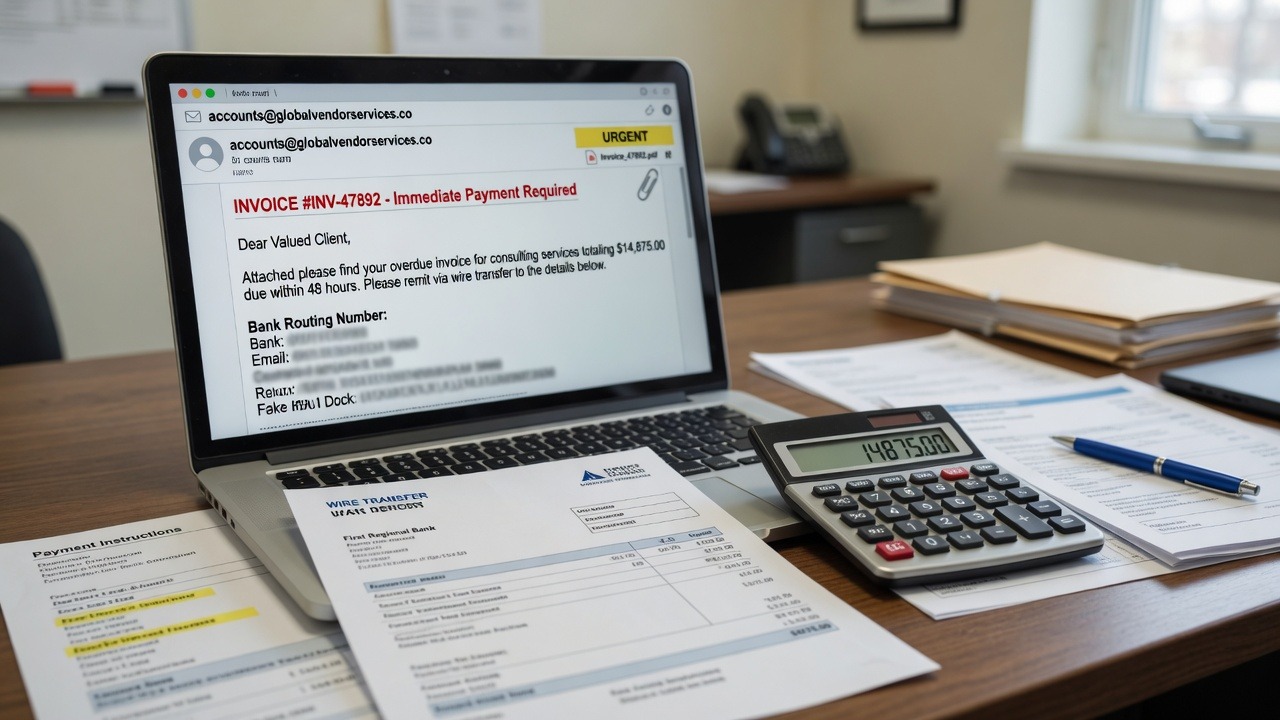 Business Email Compromise: Stop Wire Fraud Before It Hits 1 Business email compromise wire fraud invoice concept