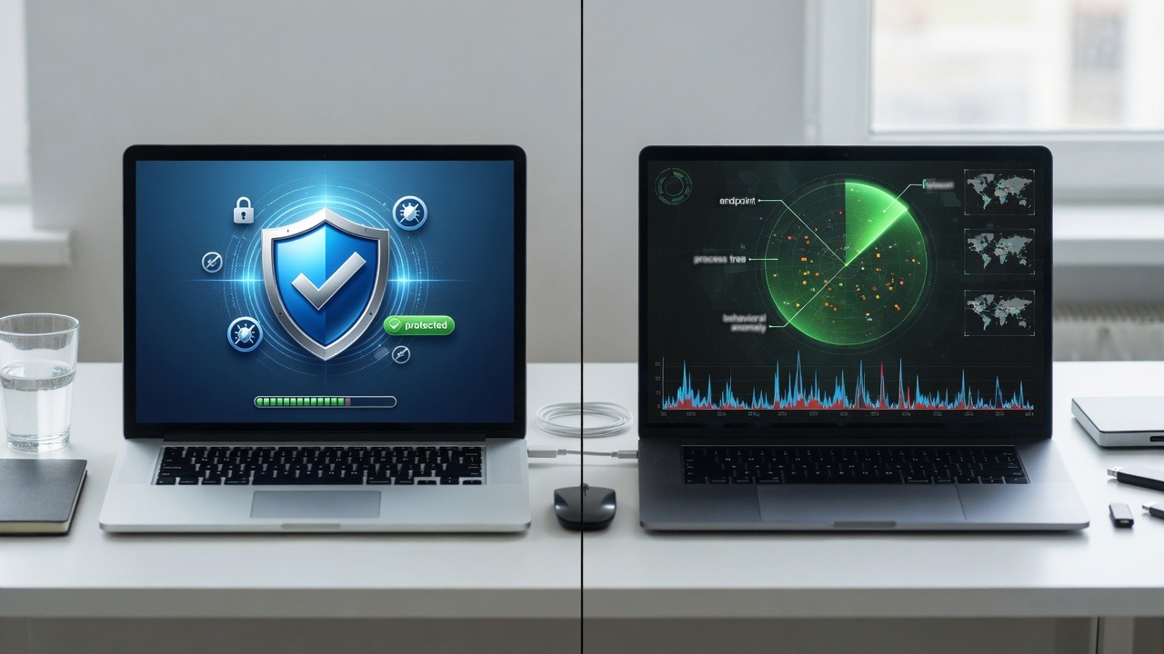 EDR versus traditional antivirus comparison concept