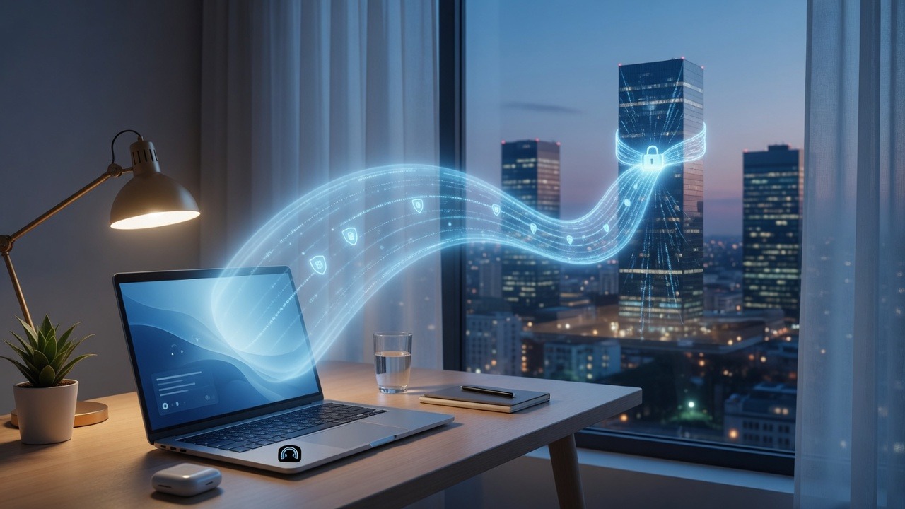 Secure Remote Access for Small Business: VPN and Beyond 1 Secure remote work VPN concept on a laptop